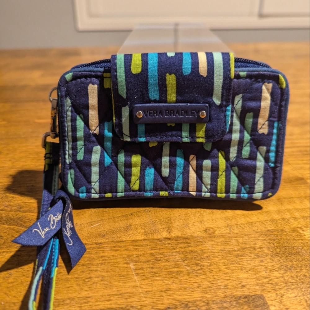 Vera Bradley Blue with Green Stripes Wallet Wristlet